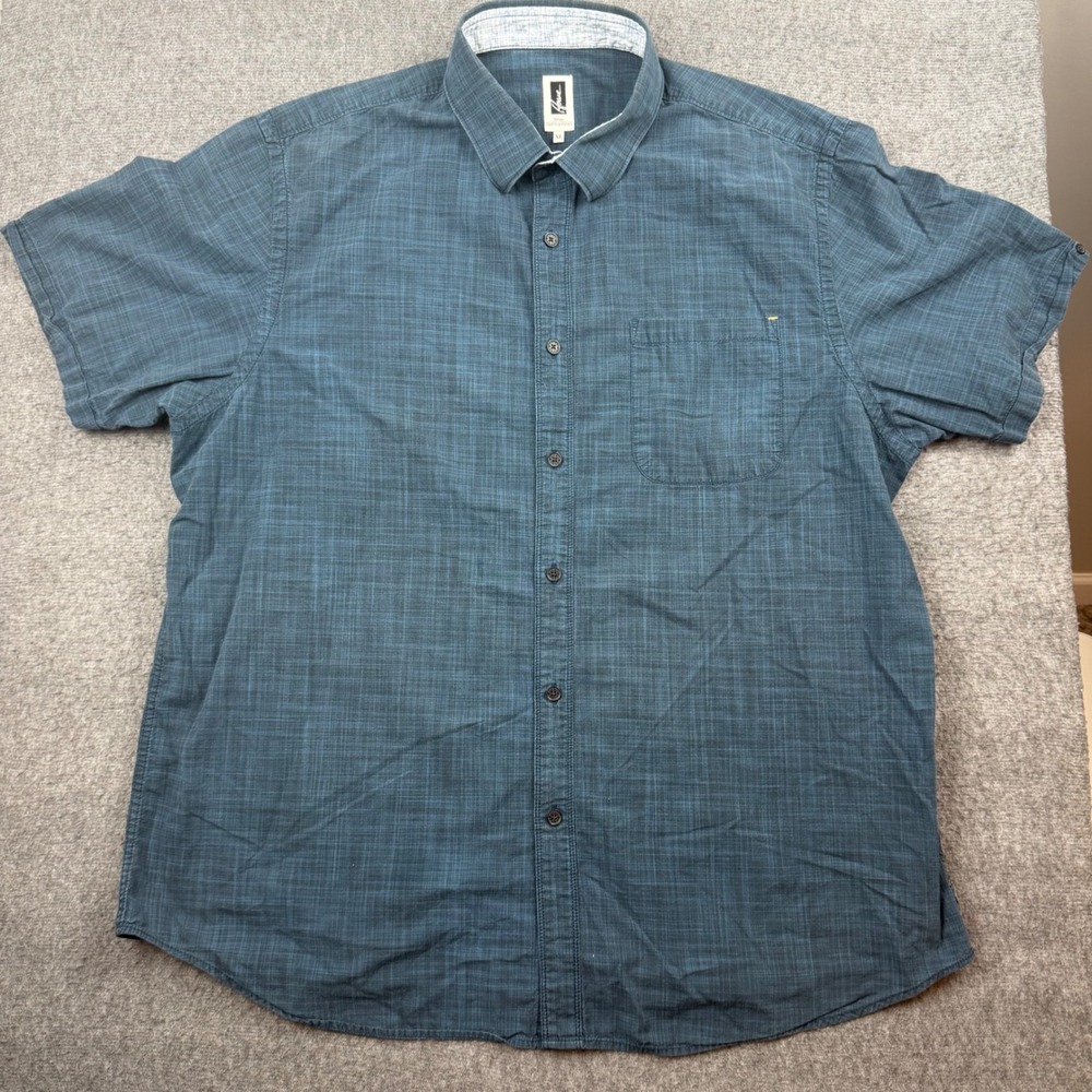 Howe Button Down Shirt Men's XL Blue Short‎ Sleeve Crosshatch Textured No 65